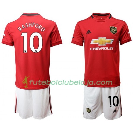Camisola Manchester United Rashford 10 Criança Equipamento Principal 2019-2020 Manga Curta